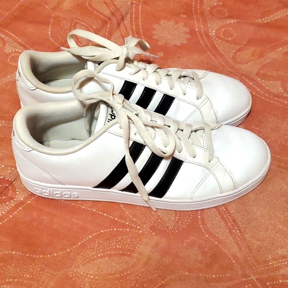 Adidas Neo Cloudfoam Shoes Women's 9 White with Black Stripes